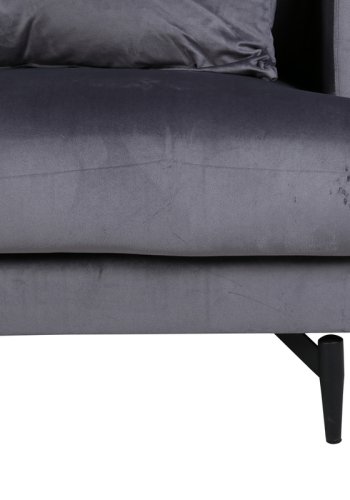 VENTURE DESIGN Sofia 3-seters sofa - mrkegr flyel og sort stl