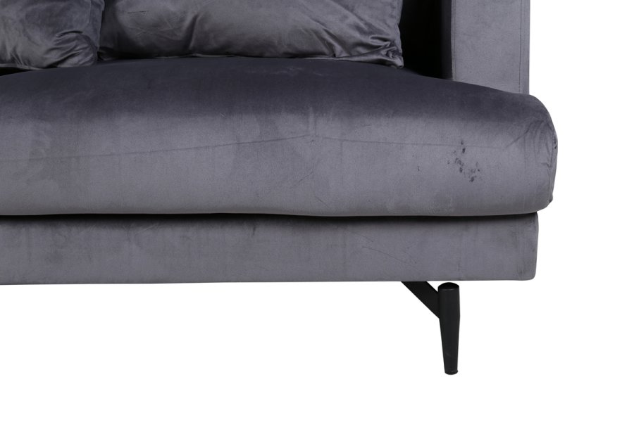 VENTURE DESIGN Sofia 3-seters sofa - mrkegr flyel og sort stl