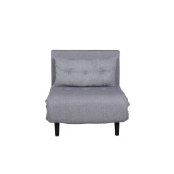 Vicky sovesofa, enkelt - gr� polyester og sort st�l (190x73)