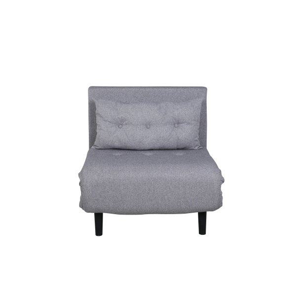Vicky sovesofa, enkelt - gr� polyester og sort st�l (190x73)