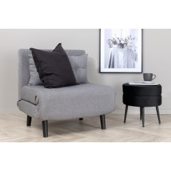 Vicky sovesofa, enkelt - gr� polyester og sort st�l (190x73)