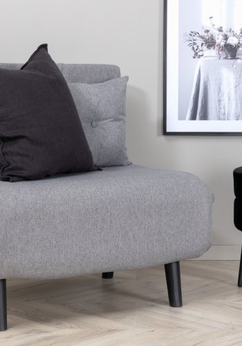VENTURE DESIGN Vicky sovesofa, enkelt - gr polyester og svart stl (190x73)