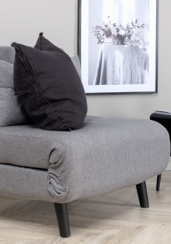 VENTURE DESIGN Vicky sovesofa, enkelt - gr polyester og svart stl (190x73)