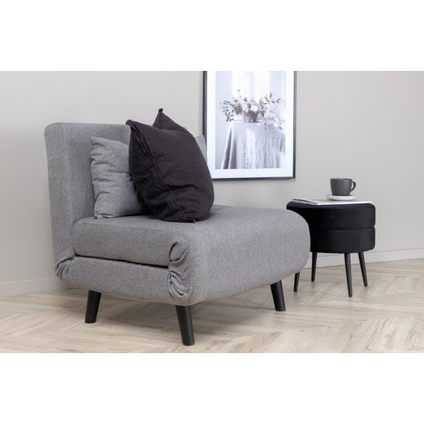 Vicky sovesofa, enkelt - gr� polyester og sort st�l (190x73)
