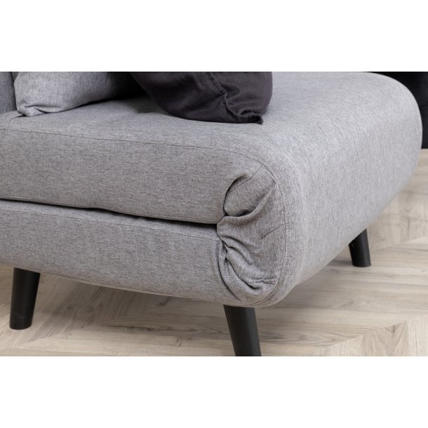 Vicky sovesofa, enkelt - gr� polyester og sort st�l (190x73)