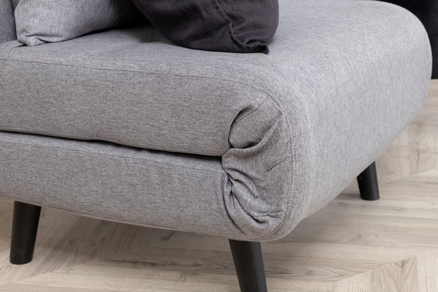VENTURE DESIGN Vicky sovesofa, enkelt - gr polyester og svart stl (190x73)