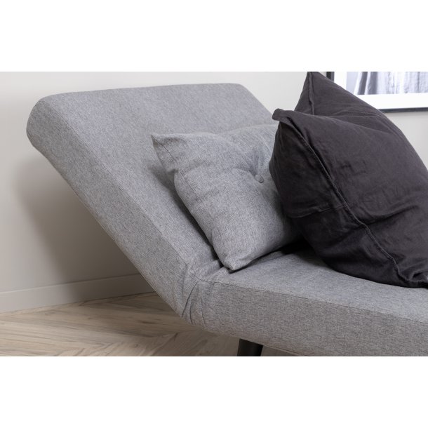 Vicky sovesofa, enkelt - gr� polyester og sort st�l (190x73)