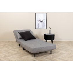 Vicky sovesofa, enkelt - gr� polyester og sort st�l (190x73)
