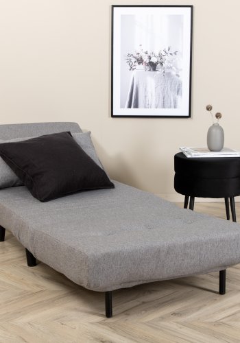 VENTURE DESIGN Vicky sovesofa, enkelt - gr polyester og svart stl (190x73)