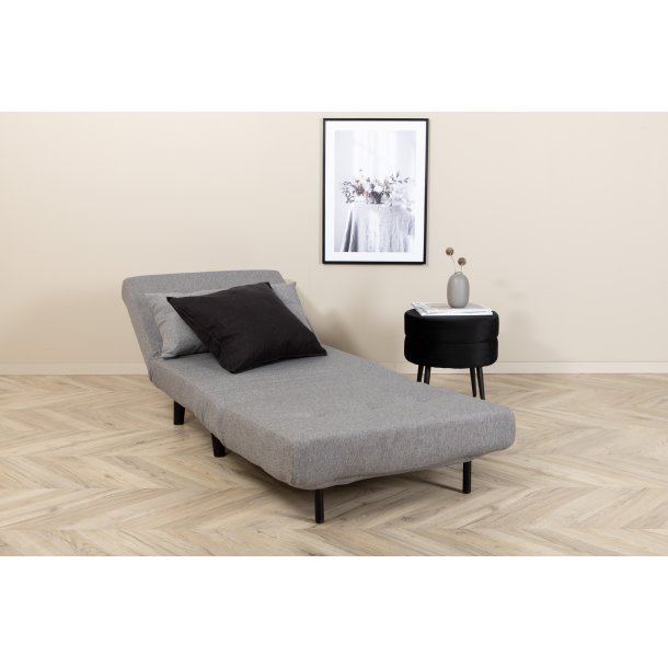 Vicky sovesofa, enkelt - gr� polyester og sort st�l (190x73)