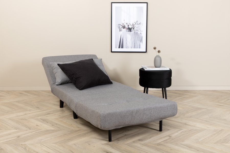 VENTURE DESIGN Vicky sovesofa, enkelt - gr polyester og svart stl (190x73)