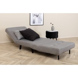 Vicky sovesofa, enkelt - gr� polyester og sort st�l (190x73)