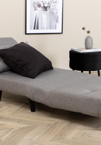 VENTURE DESIGN Vicky sovesofa, enkelt - gr polyester og svart stl (190x73)