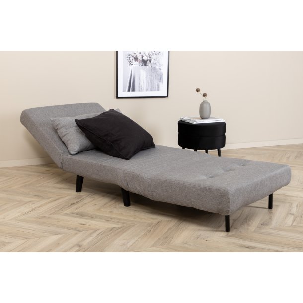 Vicky sovesofa, enkelt - gr� polyester og sort st�l (190x73)