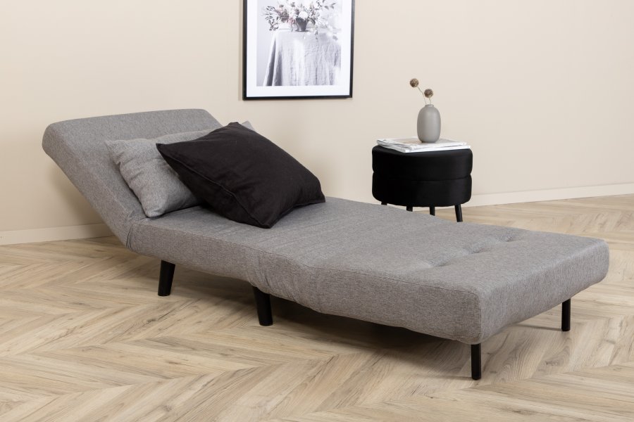 VENTURE DESIGN Vicky sovesofa, enkelt - gr polyester og svart stl (190x73)