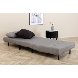 Vicky sovesofa, enkelt - gr� polyester og sort st�l (190x73)