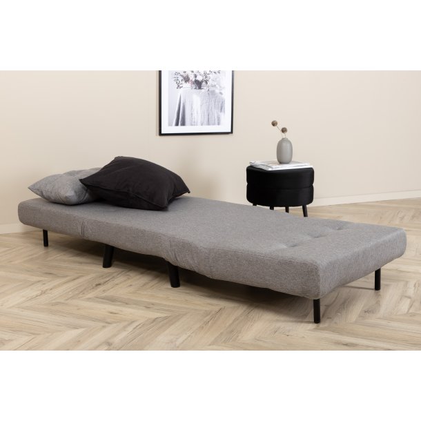 Vicky sovesofa, enkelt - gr� polyester og sort st�l (190x73)