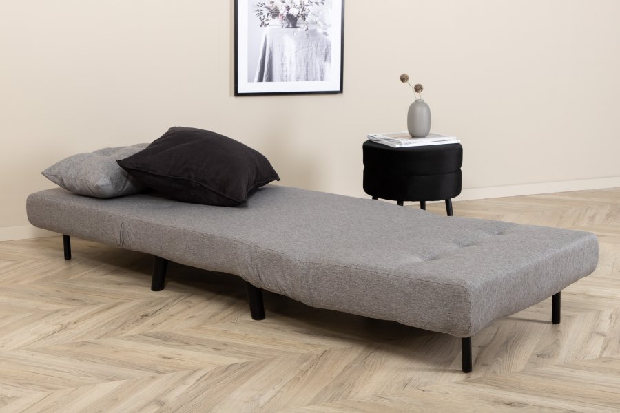 VENTURE DESIGN Vicky sovesofa, enkelt - gr polyester og svart stl (190x73)