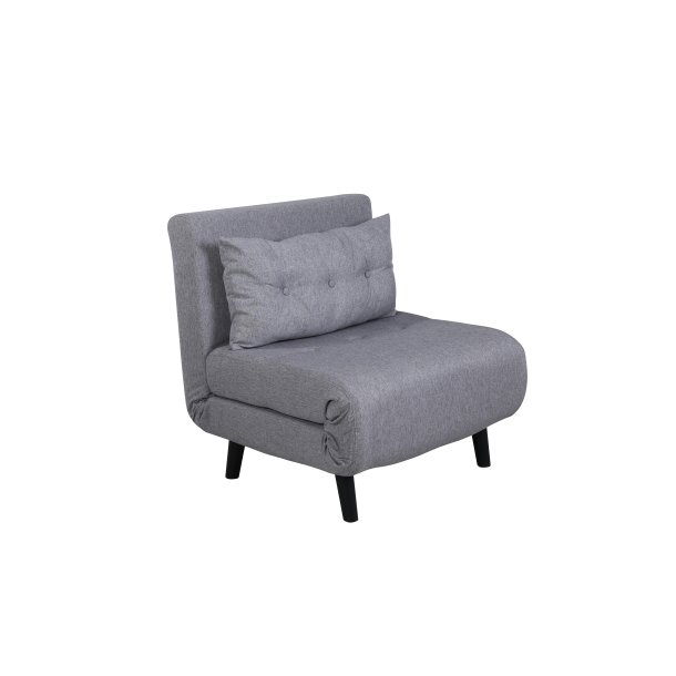 Vicky sovesofa, enkelt - gr� polyester og sort st�l (190x73)