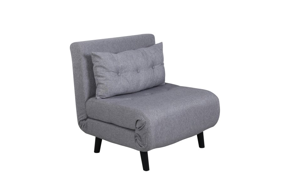 VENTURE DESIGN Vicky sovesofa, enkelt - gr polyester og svart stl (190x73)