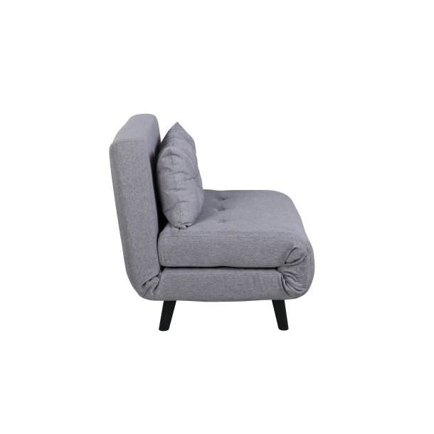 Vicky sovesofa, enkelt - gr� polyester og sort st�l (190x73)