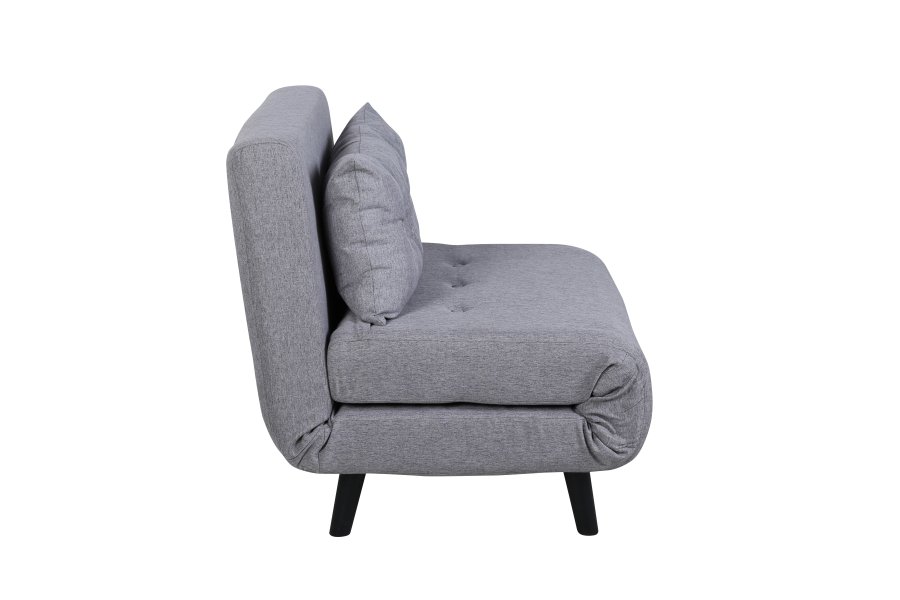 VENTURE DESIGN Vicky sovesofa, enkelt - gr polyester og svart stl (190x73)