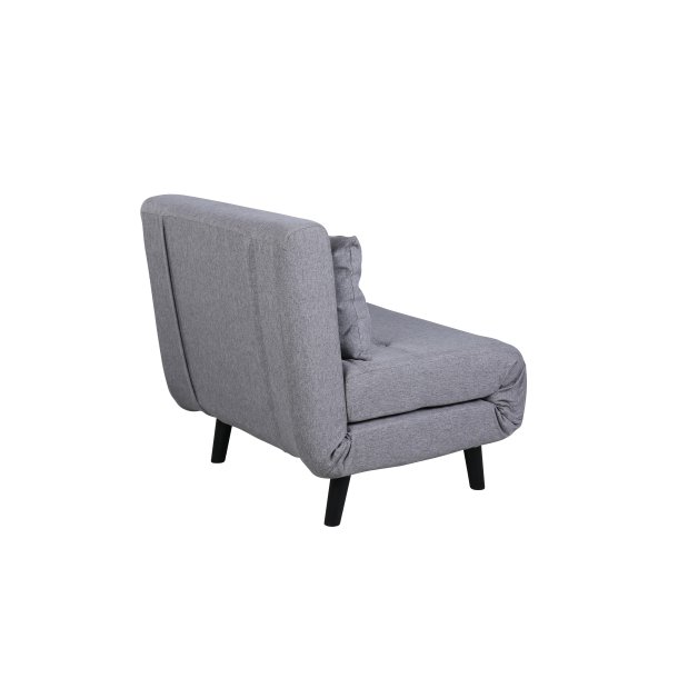 Vicky sovesofa, enkelt - gr� polyester og sort st�l (190x73)
