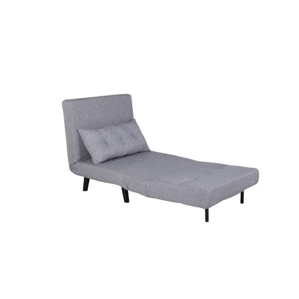 Vicky sovesofa, enkelt - gr� polyester og sort st�l (190x73)