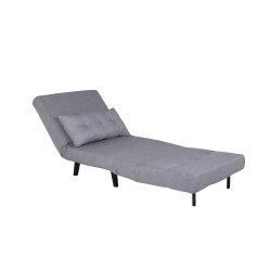 Vicky sovesofa, enkelt - gr� polyester og sort st�l (190x73)