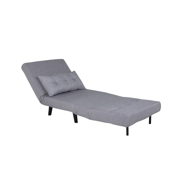 Vicky sovesofa, enkelt - gr� polyester og sort st�l (190x73)