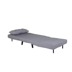 Vicky sovesofa, enkelt - gr� polyester og sort st�l (190x73)