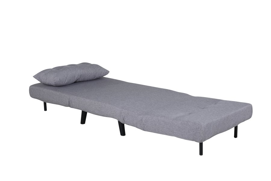 VENTURE DESIGN Vicky sovesofa, enkelt - gr polyester og svart stl (190x73)