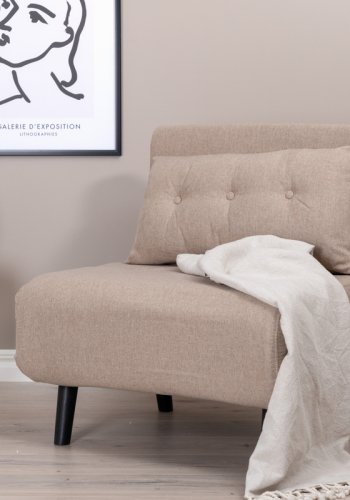 VENTURE DESIGN Vicky sovesofa, enkelt - brun polyester og svart stl (190x73)