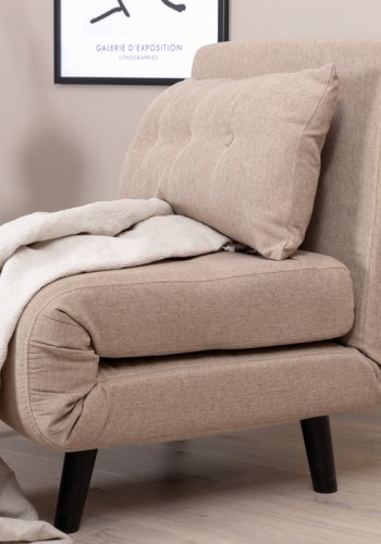 VENTURE DESIGN Vicky sovesofa, enkelt - brun polyester og svart stl (190x73)