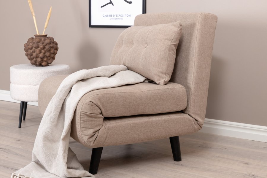 VENTURE DESIGN Vicky sovesofa, enkelt - brun polyester og svart stl (190x73)