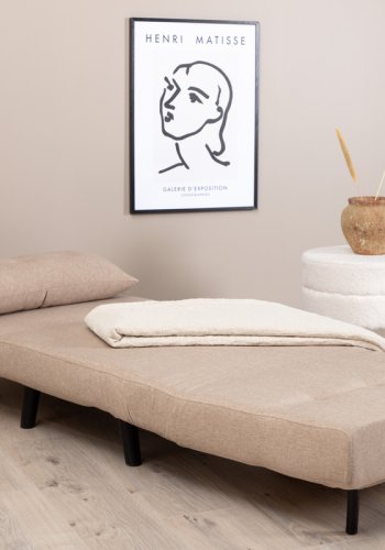 VENTURE DESIGN Vicky sovesofa, enkelt - brun polyester og svart stl (190x73)