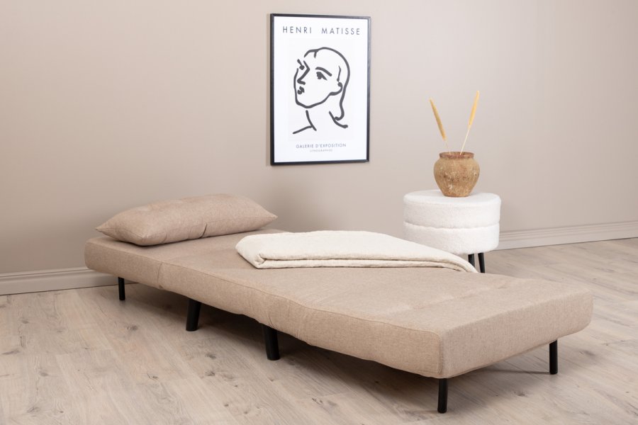 VENTURE DESIGN Vicky sovesofa, enkelt - brun polyester og svart stl (190x73)