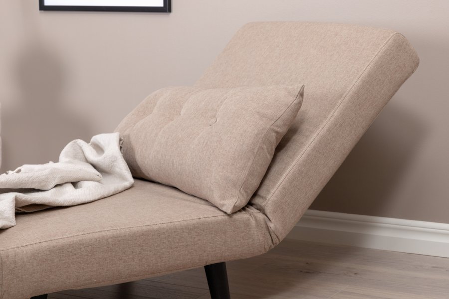 VENTURE DESIGN Vicky sovesofa, enkelt - brun polyester og svart stl (190x73)