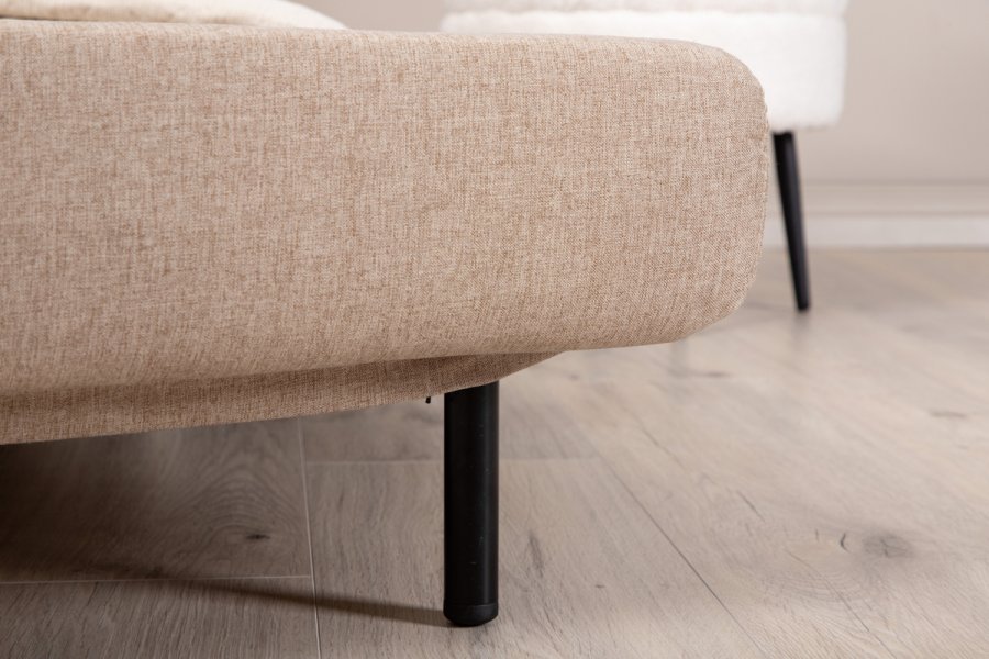 VENTURE DESIGN Vicky sovesofa, enkelt - brun polyester og svart stl (190x73)