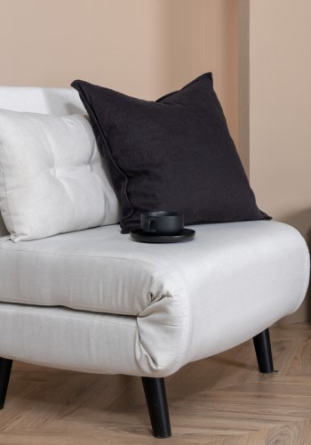 VENTURE DESIGN Vicky sovesofa, enkelt - beige polyester og svart stl (190x73)