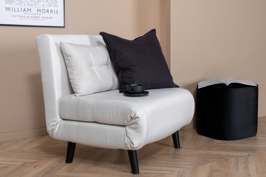 VENTURE DESIGN Vicky sovesofa, enkelt - beige polyester og svart stl (190x73)