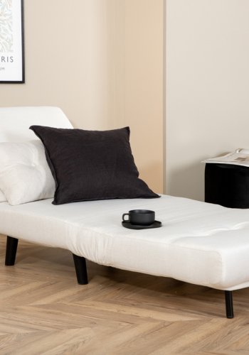 VENTURE DESIGN Vicky sovesofa, enkelt - beige polyester og svart stl (190x73)