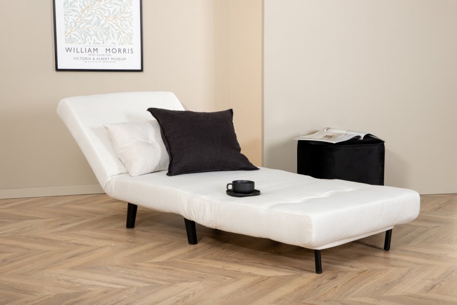 VENTURE DESIGN Vicky sovesofa, enkelt - beige polyester og svart stl (190x73)