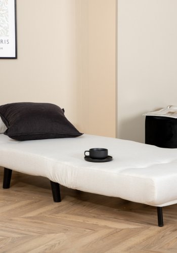 VENTURE DESIGN Vicky sovesofa, enkelt - beige polyester og svart stl (190x73)