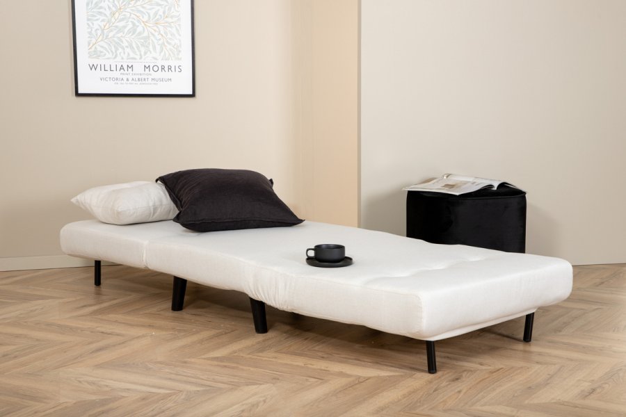 VENTURE DESIGN Vicky sovesofa, enkelt - beige polyester og svart stl (190x73)