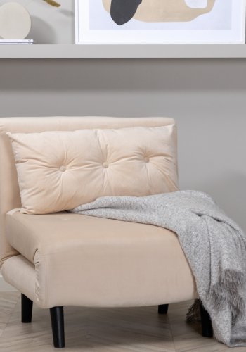 VENTURE DESIGN Vicky sovesofa, enkelt - beige flyel og svart stl (190x73)
