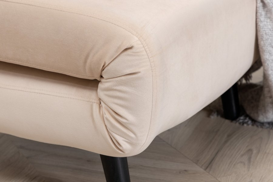VENTURE DESIGN Vicky sovesofa, enkelt - beige flyel og svart stl (190x73)