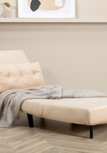 VENTURE DESIGN Vicky sovesofa, enkelt - beige flyel og svart stl (190x73)