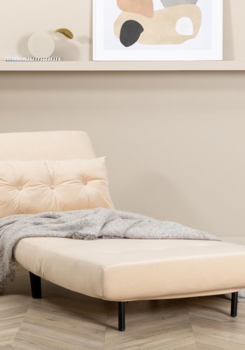 VENTURE DESIGN Vicky sovesofa, enkelt - beige flyel og svart stl (190x73)