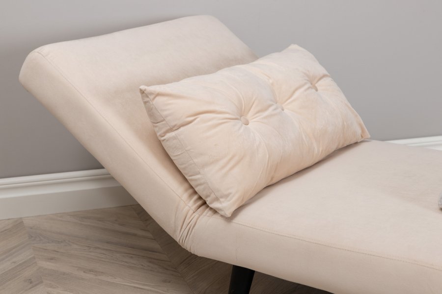 VENTURE DESIGN Vicky sovesofa, enkelt - beige flyel og svart stl (190x73)